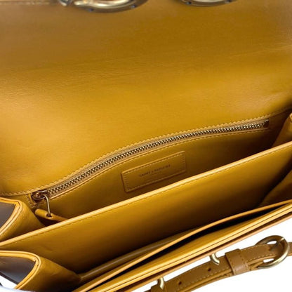 Saint Laurent Shoulder Bag Mayon Satchel 649795 Leather Orange Gold Hardware