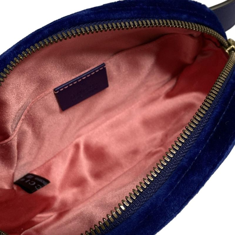 Gucci GG Marmont Waist Pouch 476434 Blue Leather