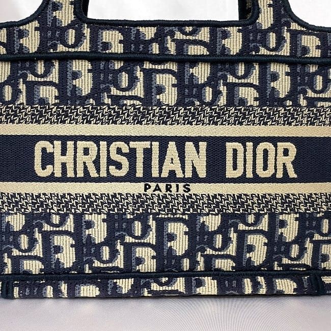 Christian Dior Handbag Book Tote Mini Navy Blue