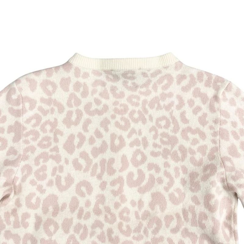 Christian Dior Cardigan Knit Size 13 Leopard Leopard Print Wool Pink Beige