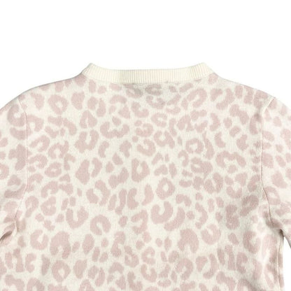 Christian Dior Cardigan Knit Size 13 Leopard Leopard Print Wool Pink Beige