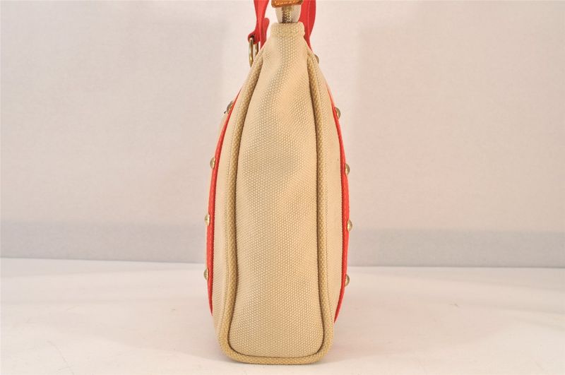 Louis Vuitton Antigua Cabas MM Tote Bag Beige Red M40035 LV 1728n