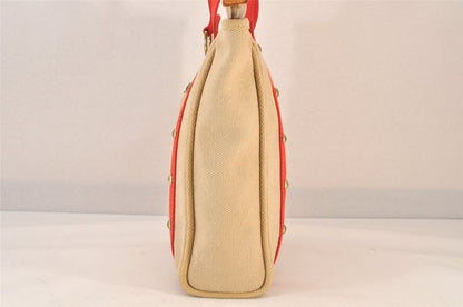 Louis Vuitton Antigua Cabas MM Tote Bag Beige Red M40035 LV 1728n