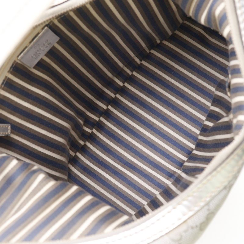 Gucci Interlocking G 182491 GG Canvas Silver Ladies Shoulder Bag