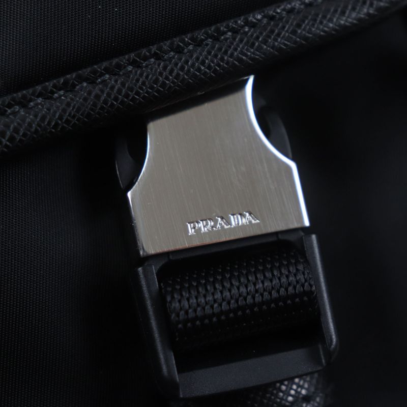 Prada 2vd034 Triangle Logo Triangle Plate With Pouch Nylon Tessuto Saffiano