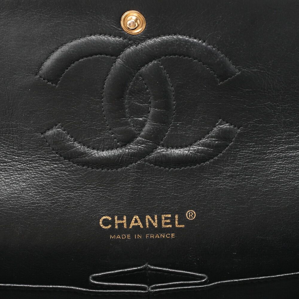 Chanel Chain Shoulder Bag Matelasse Double Flap 25 Caviar Skin Black (gold
