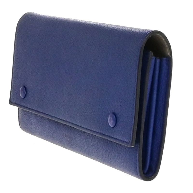 Celine Long Wallet Fold Wallet Blue Leather 01bs074