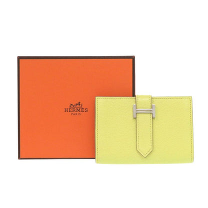 Hermes Bearn Card Case Chevre Mizor Lime Stamped W (made In 2024) Yellow 1650