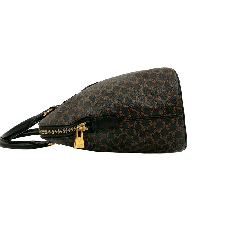 Celine Vintage Macadam Blason Pattern Logo Leather Handbag