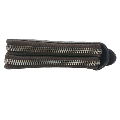 Gucci Micro Shimmer Clutch Bag Organizer Long Wallet Leather Dark Brown