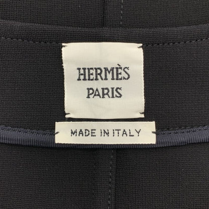Hermes - Rayon Stretch Collarless Zip Up Jacket - 40 - Black - Women