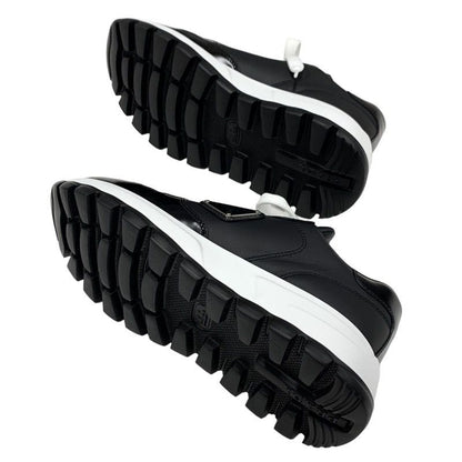 Prada Sneakers Shoes Leather Black White Black Unused Triangle Logo