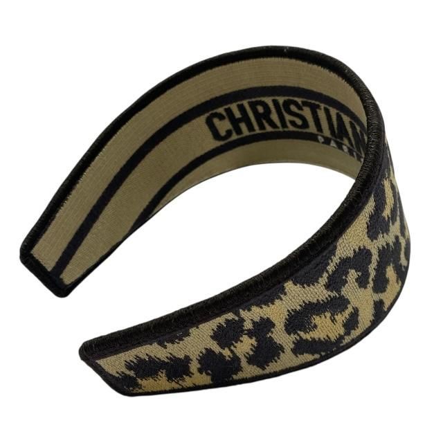 Christian DIOR Oblique Catsuit Headband Hair Accessory Leopard Brown Canvas