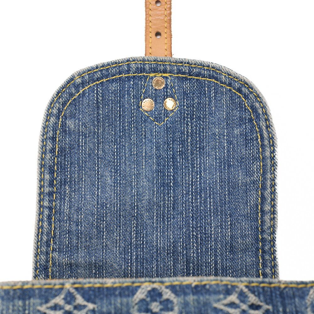 Louis Vuitton Monogram Denim Sac Ado PM M95057 Backpack Blue (gold Hardware)