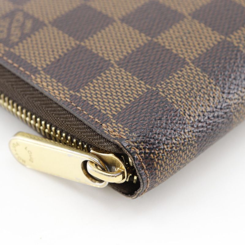 Louis Vuitton Zippy Wallet N60015 Damier Canvas Brown Ca0122 Unisex Long Wallet
