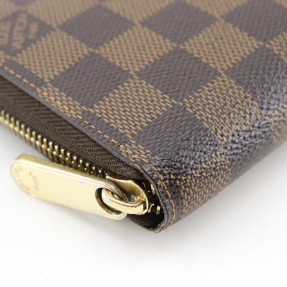 Louis Vuitton Zippy Wallet N60015 Damier Canvas Brown Ca0122 Unisex Long Wallet