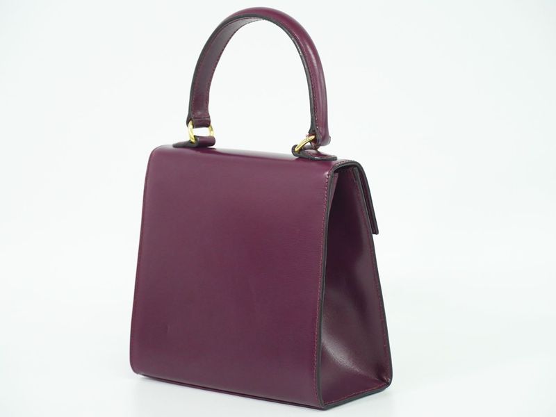 Authentic Celine Leather Handbag Purple Bag Pre-owned [follow-up Discount