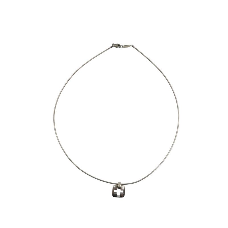 Tiffany & Co Open Cross Square Silver 925 Pendant Necklace 0938 Tiffany & Co