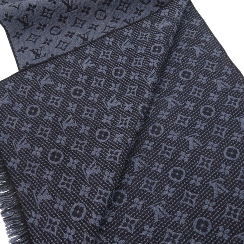 Louis Vuitton Scarf Monogram Classic M78525 Wool Blue Marline Scarf LV 1434