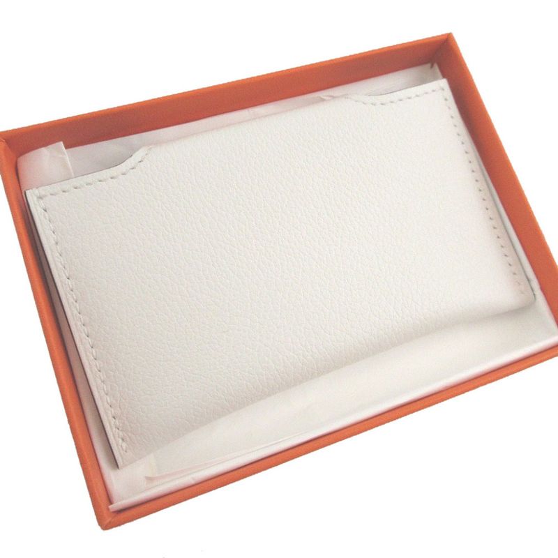 Hermes Iliad W Engraved (2024) Evercolor New White Card Case 1576 Hermes