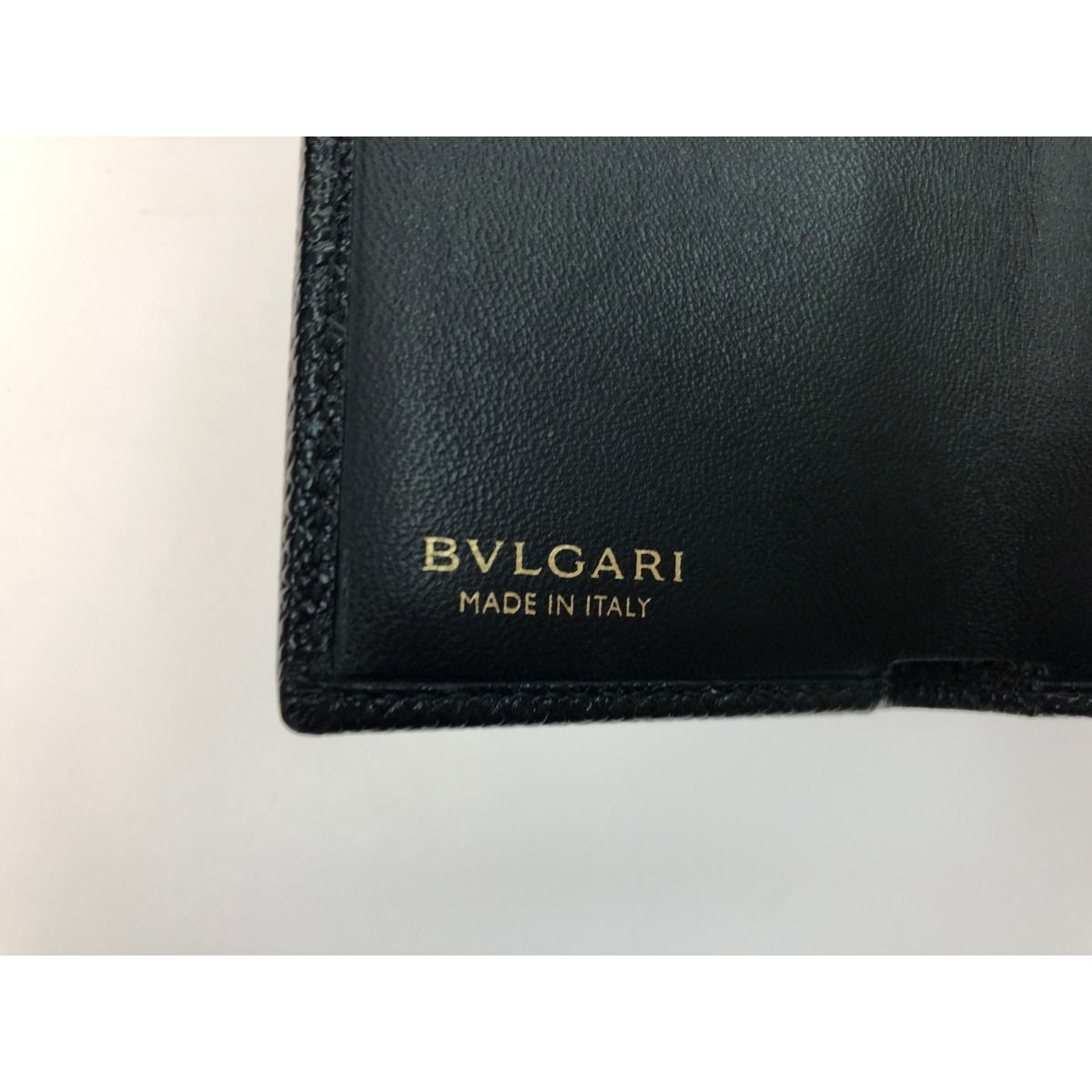 Bvlgari Women's Trifold Wallet Compact Wallet Leather Black