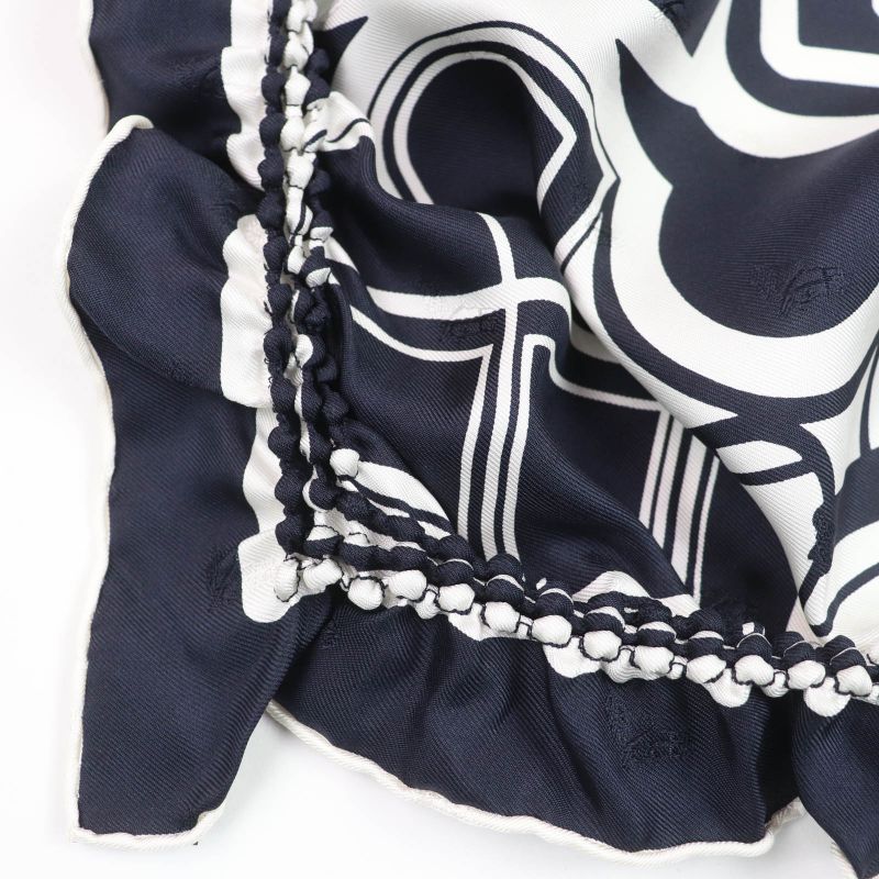 Hermes Coupes Tattoo Coupe Tattoo 100% Silk Full Design Scarf Navy With Box