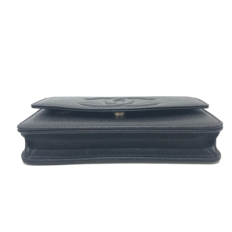 Chanel Shoulder Bag Coco Mark Caviar Skin Black