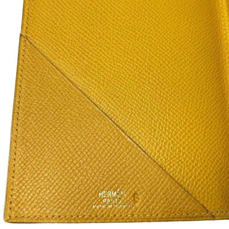 Hermes Notebook Cover Agenda Vision Calf Green Yellow with Initial