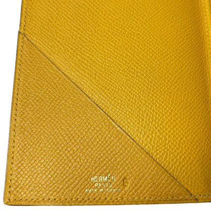 Hermes Notebook Cover Agenda Vision Calf Green Yellow with Initial