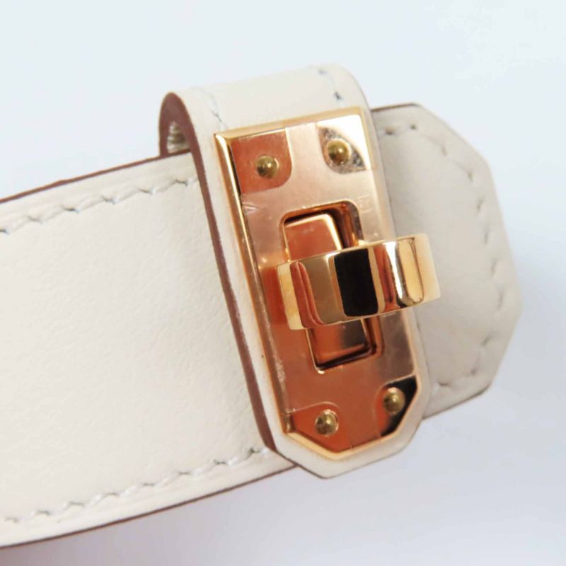 Hermes Kelly Twist PM Rose Gold Hardware Bracelet Swift Nata T2 B Engraved Box
