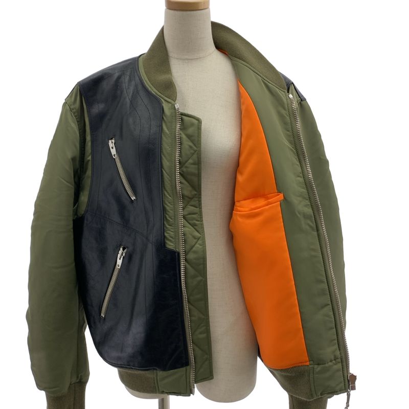 Celine - 2022aw - Cowhide Leather Cow Leather Nylon Twill Bi-material Bomber