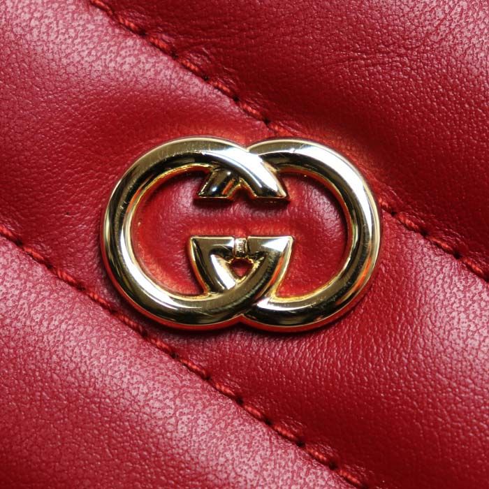 Gucci Interlocking G Heart Quilted Shoulder Bag Red 751628 Ladies Preowned