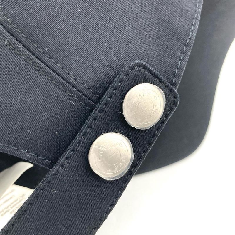 Hermes Nevada Seahorse 59 Cap Cotton Polyurethane Navy Men's