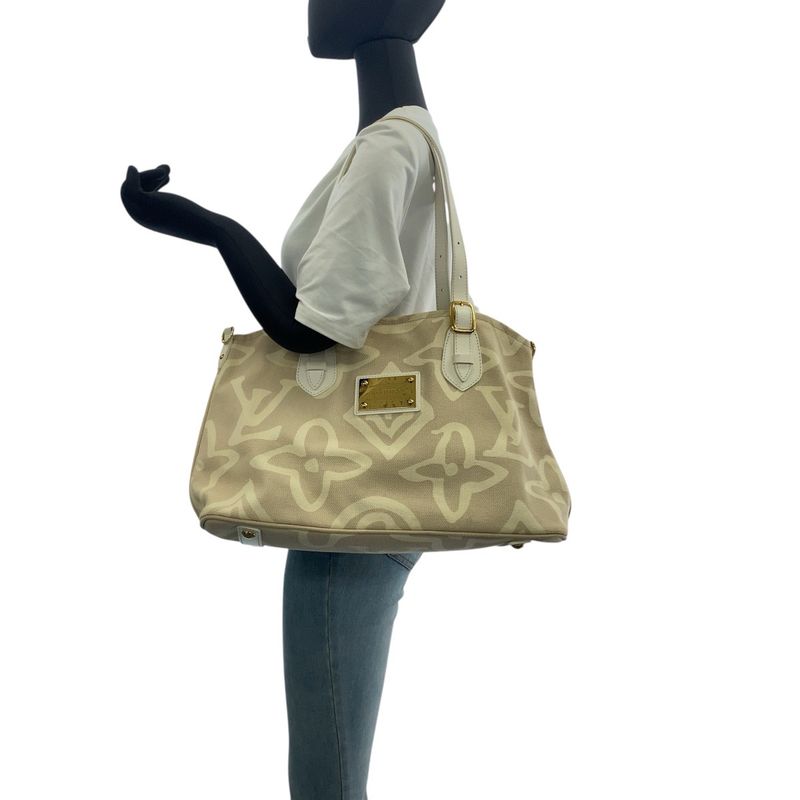 Louis Vuitton Taisienne GM Beige Cream Canvas/leather M95675 Tote Bag Shoulder