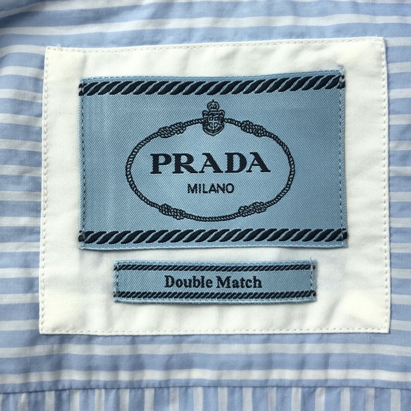 Prada - 2025ss - Double Match Stripe Cut Open Collar Short Sleeve Shirt - S -