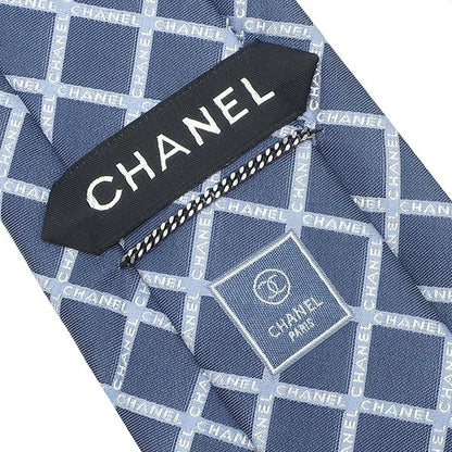 Chanel Necktie Chanel Logo 9cm (3.54in) Silk Navy Plaid