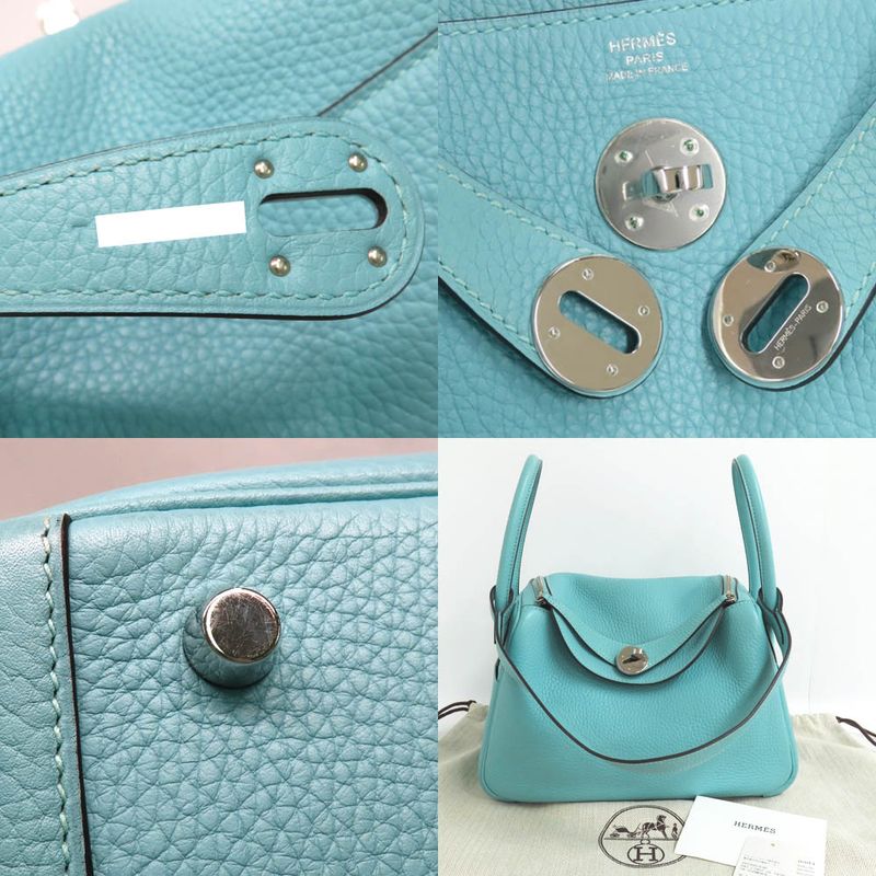 Hermes Lindy 26 Blue Heart Taurillon Clemence Handbag Shoulder - T