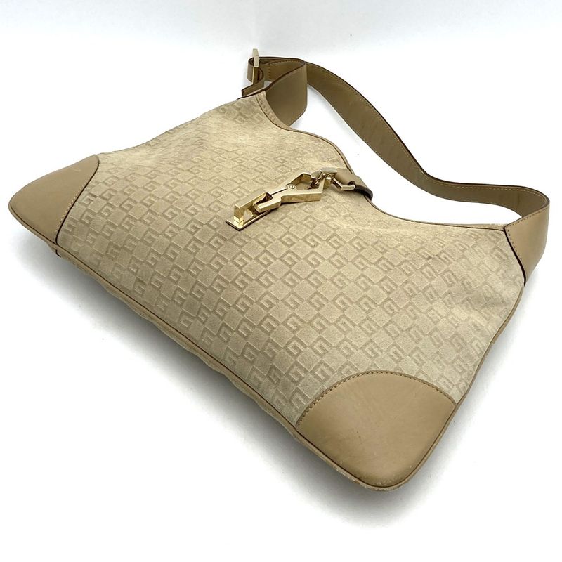 Gucci 001 4057 Shoulder Bag GG Suede Beige One Shoulder Women Men Fashion