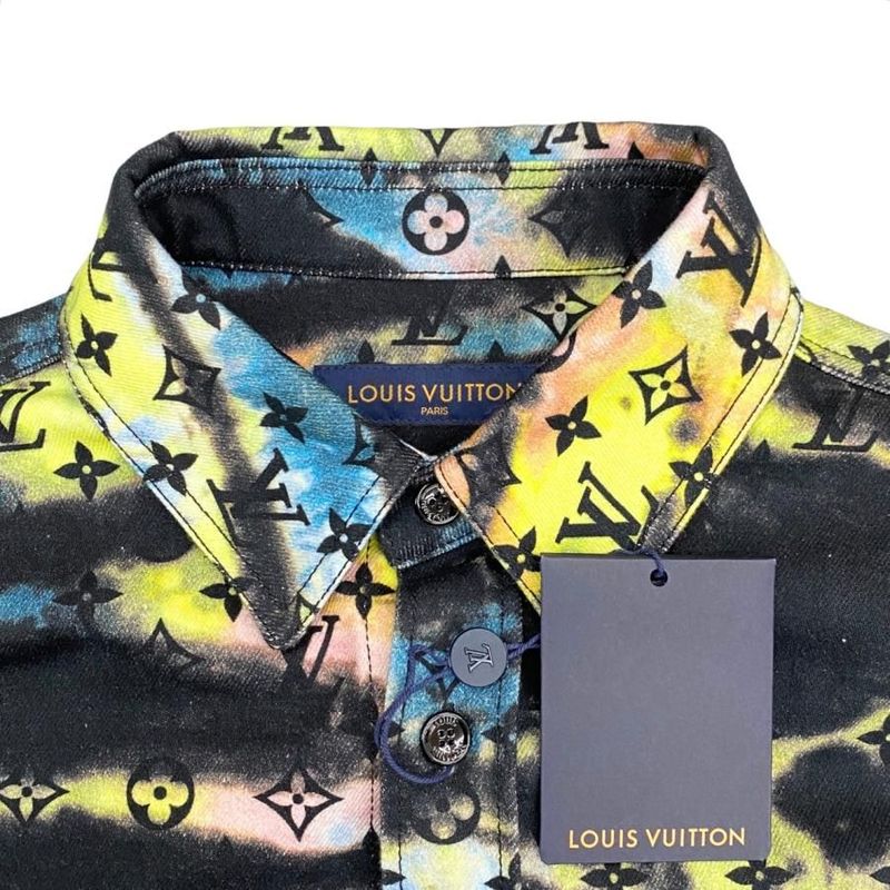 Louis Vuitton Jacket Monogram Tie Dye Denim Rm2129 H98 Hla10w Size L Black Blue