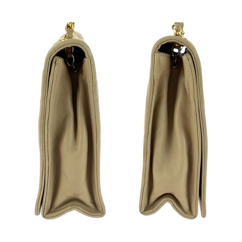 Chanel Vintage Matelasse Flap Coco Mark Beige Gold Hardware Lambskin Chain