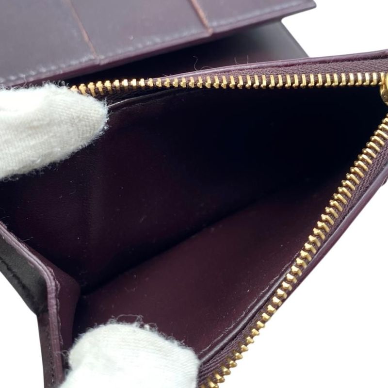 Bottega Veneta Trifold Wallet Maxi Intrecciato 651372 Leather Purple Gold