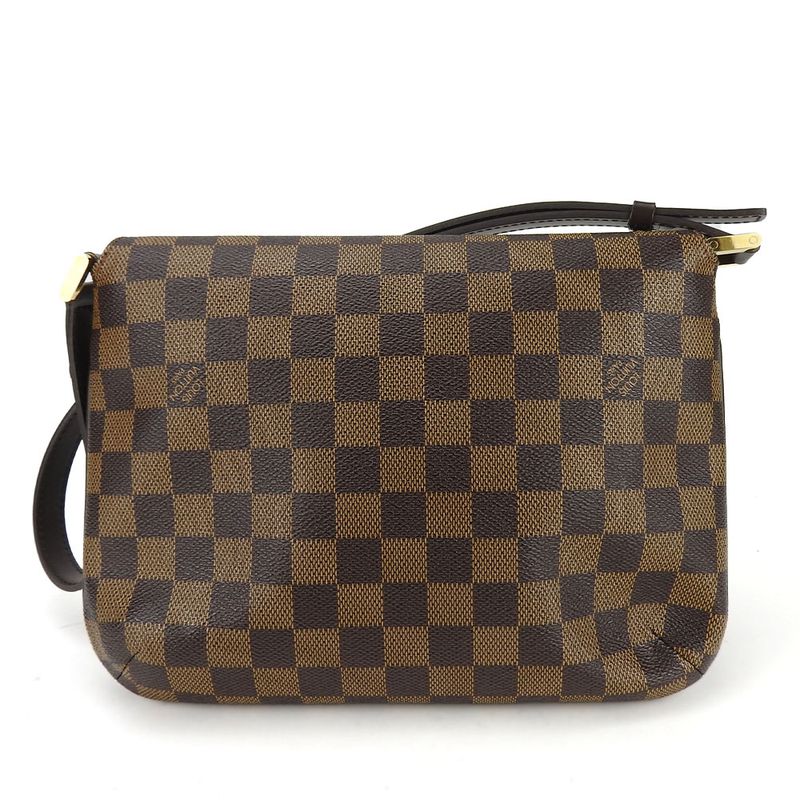 Louis Vuitton Shoulder Bag Musette Tango N51255 Damier Canvas Ebène Brown Gold