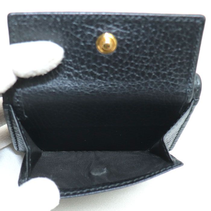Gucci Petit Marmont Leather Wallet Trifold Wallet Black 523277 Ladies Preowned