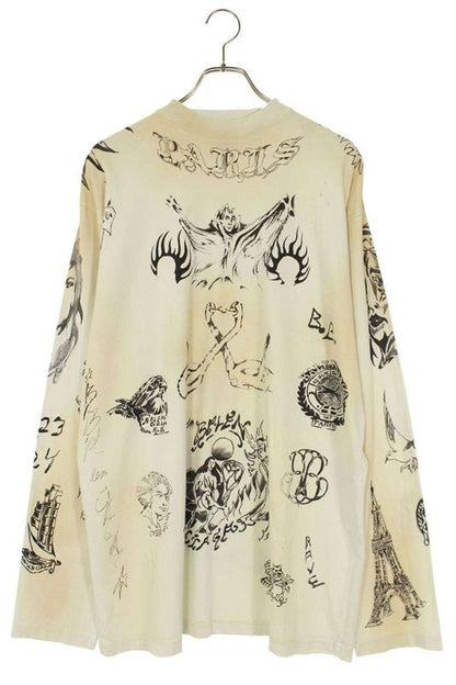 Balenciaga 790365 Tqvr1 Tattoo Distressed Allover Long Sleeve Cut And Sewn