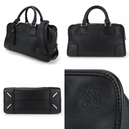 Loewe Handbag Amazona 28 Leather Black Silver Hardware 2WAY Shoulder Simple