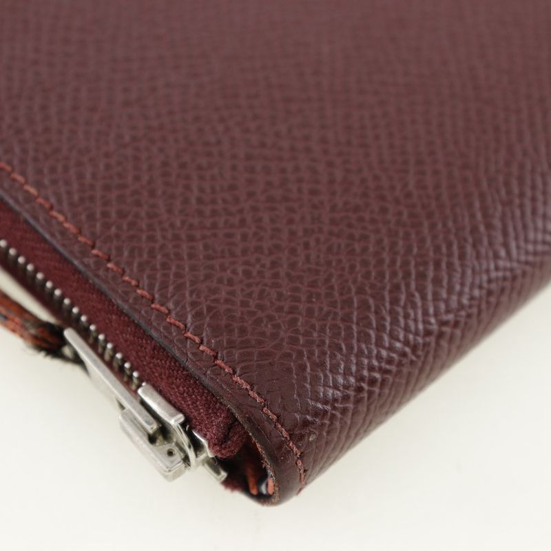 Hermes Azap Long Silk-in Vaux-epson Rouge Ash Bordeaux □R Ladies Long Wallet
