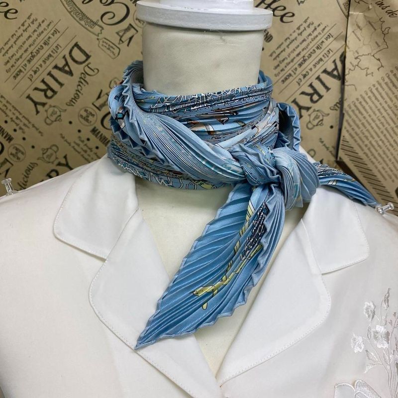 Hermes Silk Scarf Pleated Gathered Swan Shawl