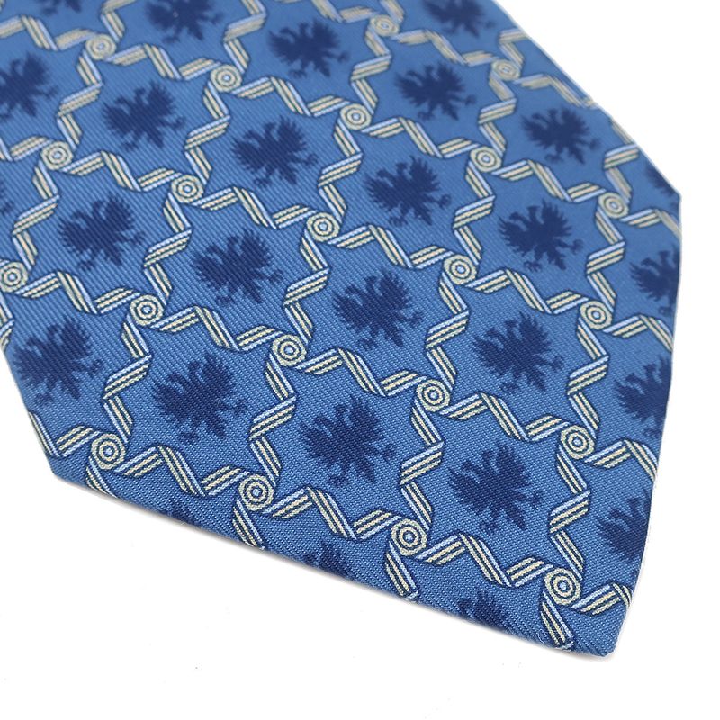 Hermes Necktie All Over Pattern 9cm (3.54in) Silk Blue