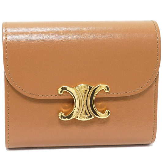 Celine Triomphe Small Flap Wallet With Coin Purse Shiny Calfskin Bronze Gold
