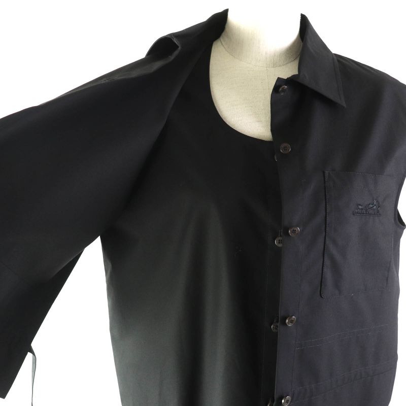 Hermes 23SS 100% Cotton 100% Cotton Embroidered Caleche Serie Buttons Sleeveless